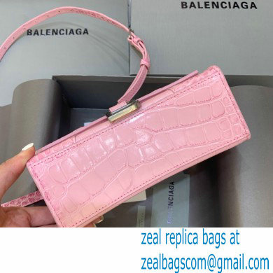 BALENCIAGA Hourglass XS Handbag in pink crocodile embossed calfskin 2022 - Click Image to Close