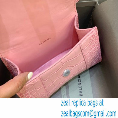 BALENCIAGA Hourglass XS Handbag in pink crocodile embossed calfskin 2022 - Click Image to Close