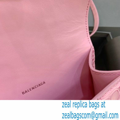 BALENCIAGA Hourglass XS Handbag in pink crocodile embossed calfskin 2022