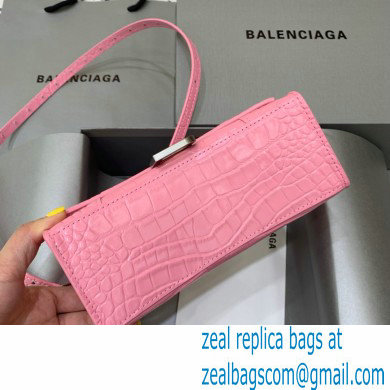 BALENCIAGA Hourglass XS Handbag in pink shiny crocodile embossed calfskin 2022 - Click Image to Close