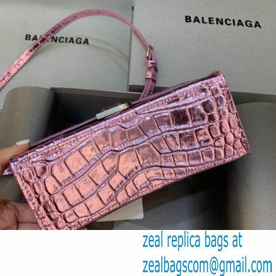 BALENCIAGA Hourglass XS Handbag in purple shiny crocodile embossed calfskin 2022 - Click Image to Close