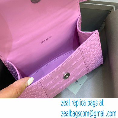 BALENCIAGA Hourglass XS Handbag in rose pink shiny crocodile embossed calfskin 2022 - Click Image to Close