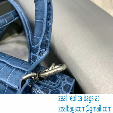 BALENCIAGA Hourglass XS Handbag in royal blue shiny crocodile embossed calfskin 2022 - Click Image to Close