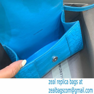 BALENCIAGA Hourglass XS Handbag in turquoise shiny crocodile embossed calfskin 2022 - Click Image to Close