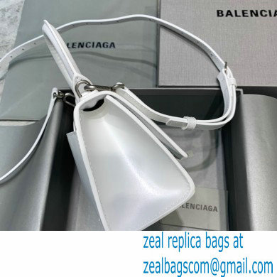 BALENCIAGA Hourglass XS Handbag in white shiny box calfskin with silver hardware 2022