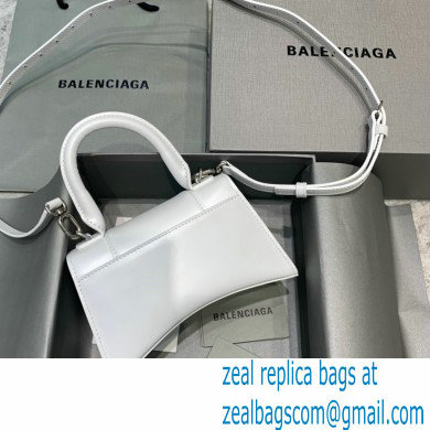 BALENCIAGA Hourglass XS Handbag in white shiny box calfskin with silver hardware 2022 - Click Image to Close