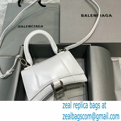 BALENCIAGA Hourglass XS Handbag in white shiny box calfskin with silver hardware 2022