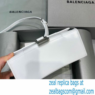 BALENCIAGA Hourglass XS Handbag in white shiny box calfskin with silver hardware 2022 - Click Image to Close