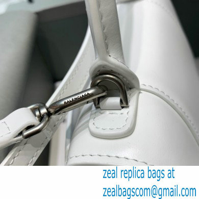BALENCIAGA Hourglass XS Handbag in white shiny box calfskin with silver hardware 2022