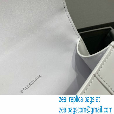 BALENCIAGA Hourglass XS Handbag in white shiny box calfskin with silver hardware 2022