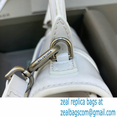 BALENCIAGA Hourglass XS Handbag in white shiny box calfskin with white hardware2022