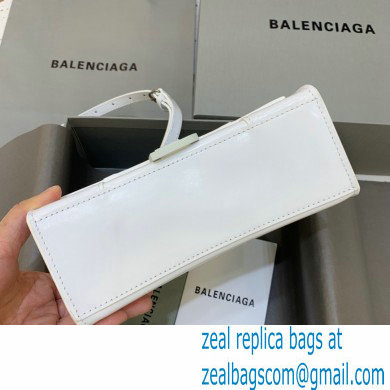 BALENCIAGA Hourglass XS Handbag in white shiny box calfskin with white hardware2022