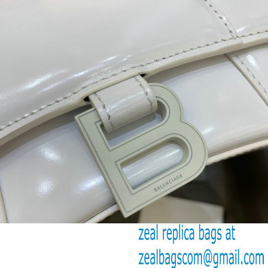 BALENCIAGA Hourglass XS Handbag in white shiny box calfskin with white hardware2022