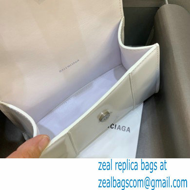 BALENCIAGA Hourglass XS Handbag in white shiny box calfskin with white hardware2022