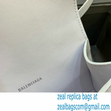 BALENCIAGA Hourglass XS Handbag in white shiny box calfskin with white hardware2022