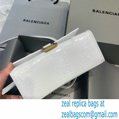 BALENCIAGA Hourglass XS Handbag in white shiny crocodile embossed calfskin 2022 - Click Image to Close