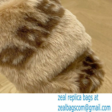 Balenciaga Allover Logo Furry Slide Sandals Brown 2022