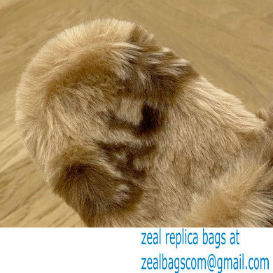 Balenciaga Allover Logo Furry Slide Sandals Brown 2022 - Click Image to Close