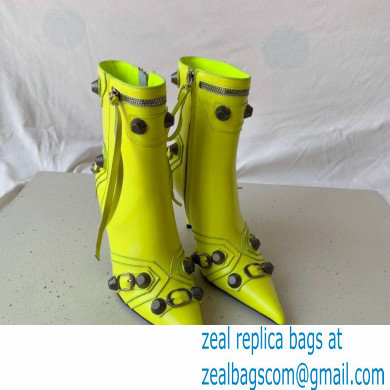 Balenciaga Arena lambskin Cagole Booties Neon Yellow 2022