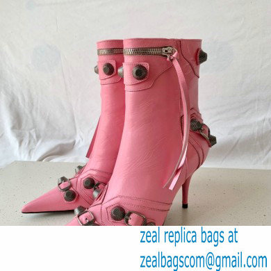 Balenciaga Arena lambskin Cagole Booties Pink 2022