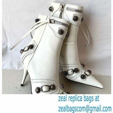 Balenciaga Arena lambskin Cagole Booties White 2022