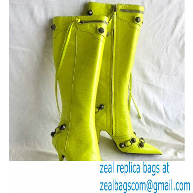 Balenciaga Arena lambskin Cagole Boots Neon Yellow 2022
