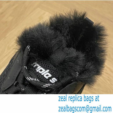 Balenciaga Triple S Black Fur Women/Men Sneakers Top Quality 2022