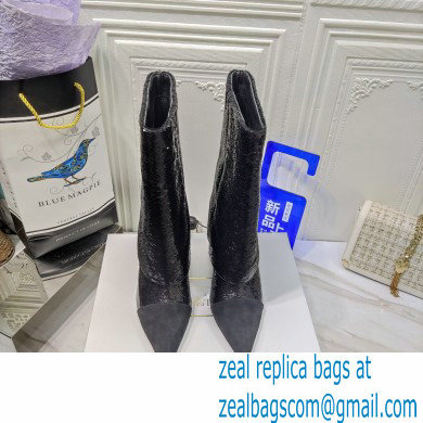 Balmain Heel 10.5cm Bicolor Sleeve Sequins Glitter boots Black 2022