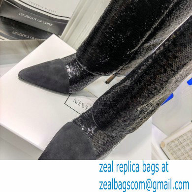 Balmain Heel 10.5cm Bicolor Sleeve Sequins Glitter boots Black 2022 - Click Image to Close
