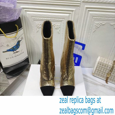 Balmain Heel 10.5cm Bicolor Sleeve Sequins Glitter boots Gold 2022