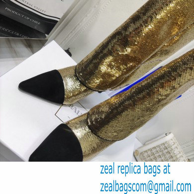 Balmain Heel 10.5cm Bicolor Sleeve Sequins Glitter boots Gold 2022 - Click Image to Close