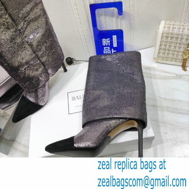 Balmain Heel 10.5cm Bicolor Sleeve Sequins Glitter boots Gun Color 2022 - Click Image to Close