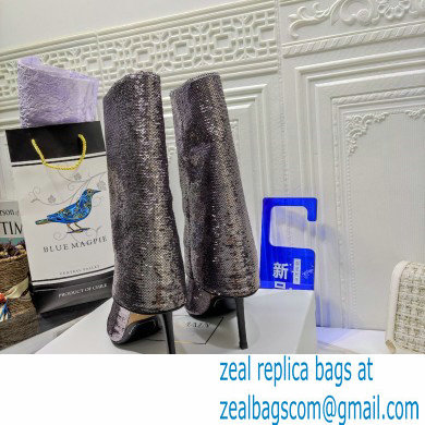 Balmain Heel 10.5cm Bicolor Sleeve Sequins Glitter boots Gun Color 2022 - Click Image to Close
