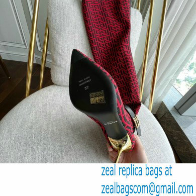 Balmain Heel 9.5cm Bicolor knit Raven thigh-high boots with monogram strap 03 2022