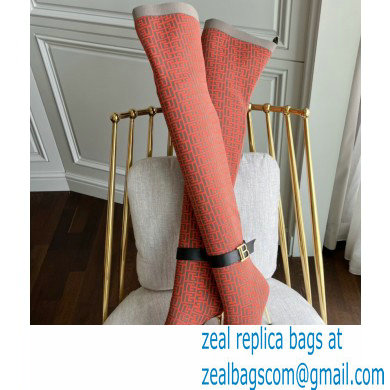 Balmain Heel 9.5cm Bicolor knit Raven thigh-high boots with monogram strap 04 2022 - Click Image to Close