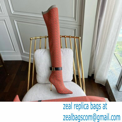 Balmain Heel 9.5cm Bicolor knit Raven thigh-high boots with monogram strap 04 2022 - Click Image to Close