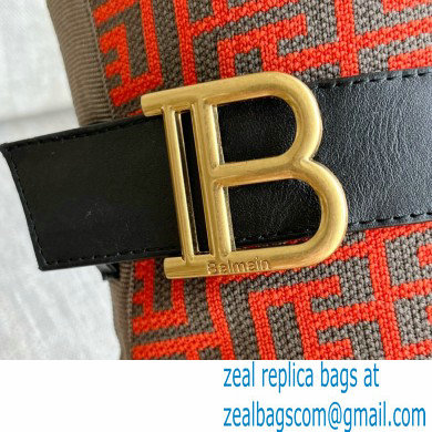 Balmain Heel 9.5cm Bicolor knit Raven thigh-high boots with monogram strap 04 2022