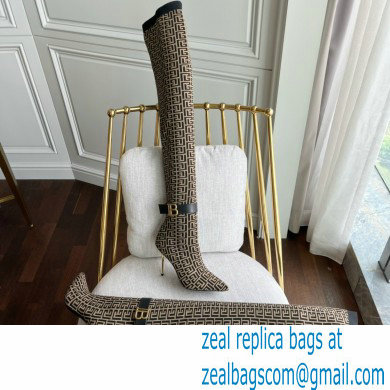 Balmain Heel 9.5cm Bicolor knit Raven thigh-high boots with monogram strap 05 2022 - Click Image to Close