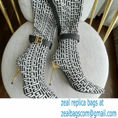 Balmain Heel 9.5cm Bicolor knit Raven thigh-high boots with monogram strap 06 2022 - Click Image to Close