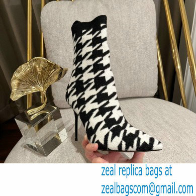 Balmain Heel 9.5cm Bicolor stretch knit Skye ankle boots houndstooth pattern 2022 - Click Image to Close