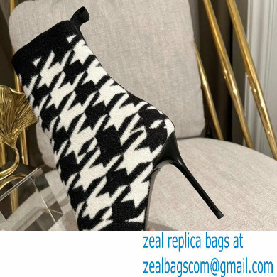 Balmain Heel 9.5cm Bicolor stretch knit Skye ankle boots houndstooth pattern 2022 - Click Image to Close