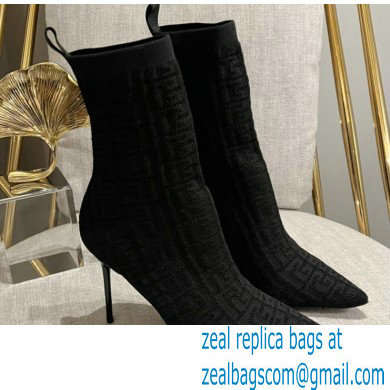 Balmain Heel 9.5cm Bicolor stretch knit Skye ankle boots with Balmain monogram 01 2022 - Click Image to Close
