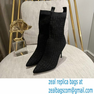 Balmain Heel 9.5cm Bicolor stretch knit Skye ankle boots with Balmain monogram 01 2022 - Click Image to Close