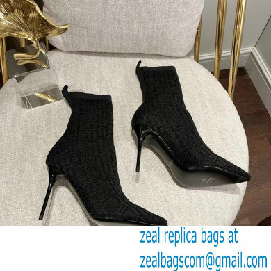 Balmain Heel 9.5cm Bicolor stretch knit Skye ankle boots with Balmain monogram 01 2022