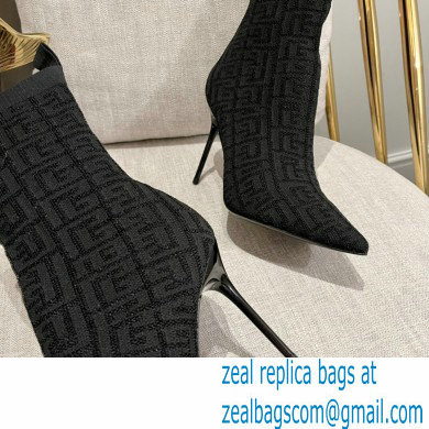 Balmain Heel 9.5cm Bicolor stretch knit Skye ankle boots with Balmain monogram 01 2022 - Click Image to Close