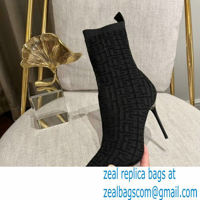 Balmain Heel 9.5cm Bicolor stretch knit Skye ankle boots with Balmain monogram 01 2022 - Click Image to Close