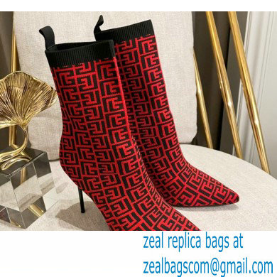 Balmain Heel 9.5cm Bicolor stretch knit Skye ankle boots with Balmain monogram 03 2022 - Click Image to Close