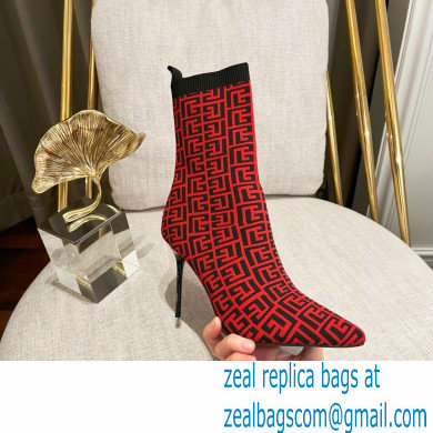 Balmain Heel 9.5cm Bicolor stretch knit Skye ankle boots with Balmain monogram 03 2022