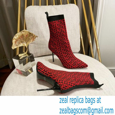 Balmain Heel 9.5cm Bicolor stretch knit Skye ankle boots with Balmain monogram 03 2022