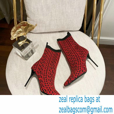 Balmain Heel 9.5cm Bicolor stretch knit Skye ankle boots with Balmain monogram 03 2022